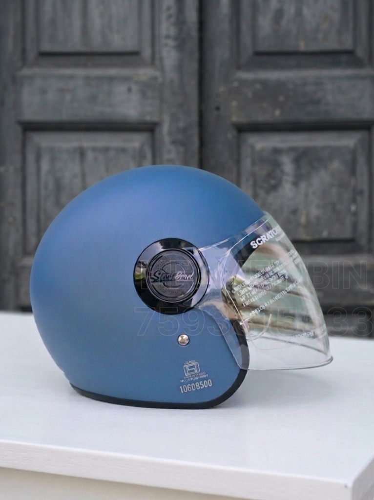 Steelbird open face sky blue vintage 3.0 2.0 racers helmet