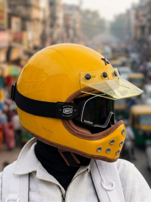 Axor Retro moto x motocross veer west alpha jet yellow Helmet