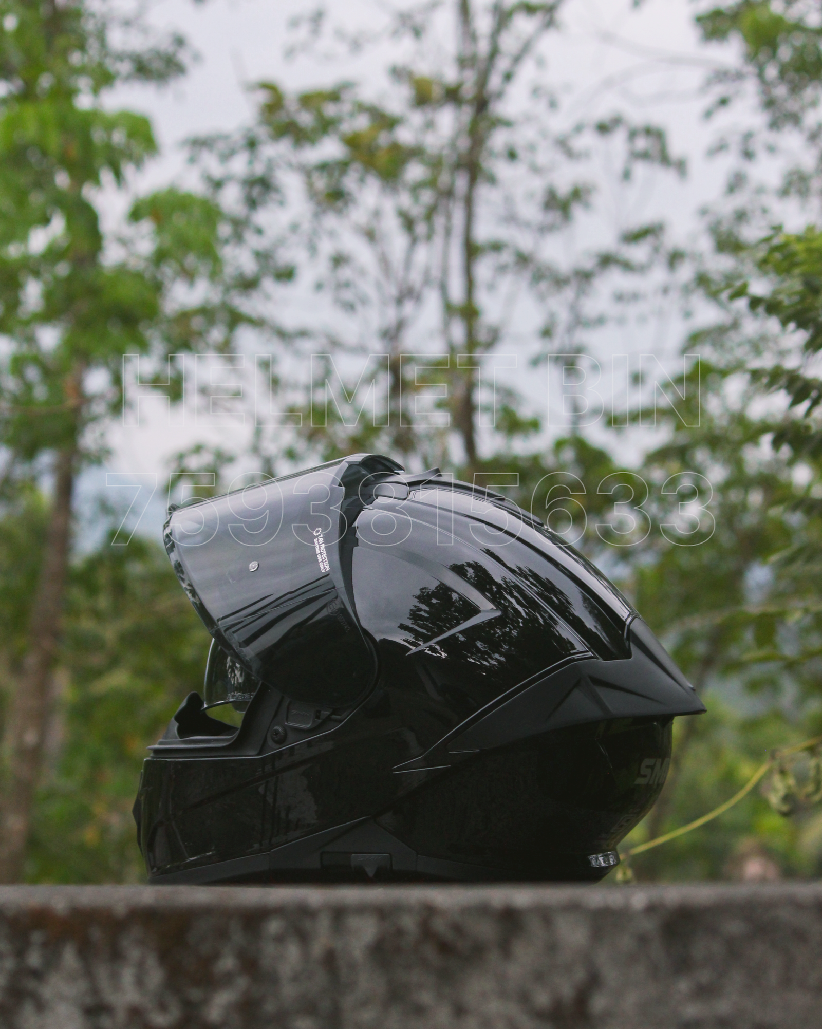 Smk typhoon agnar retro gullwing black full face helmet